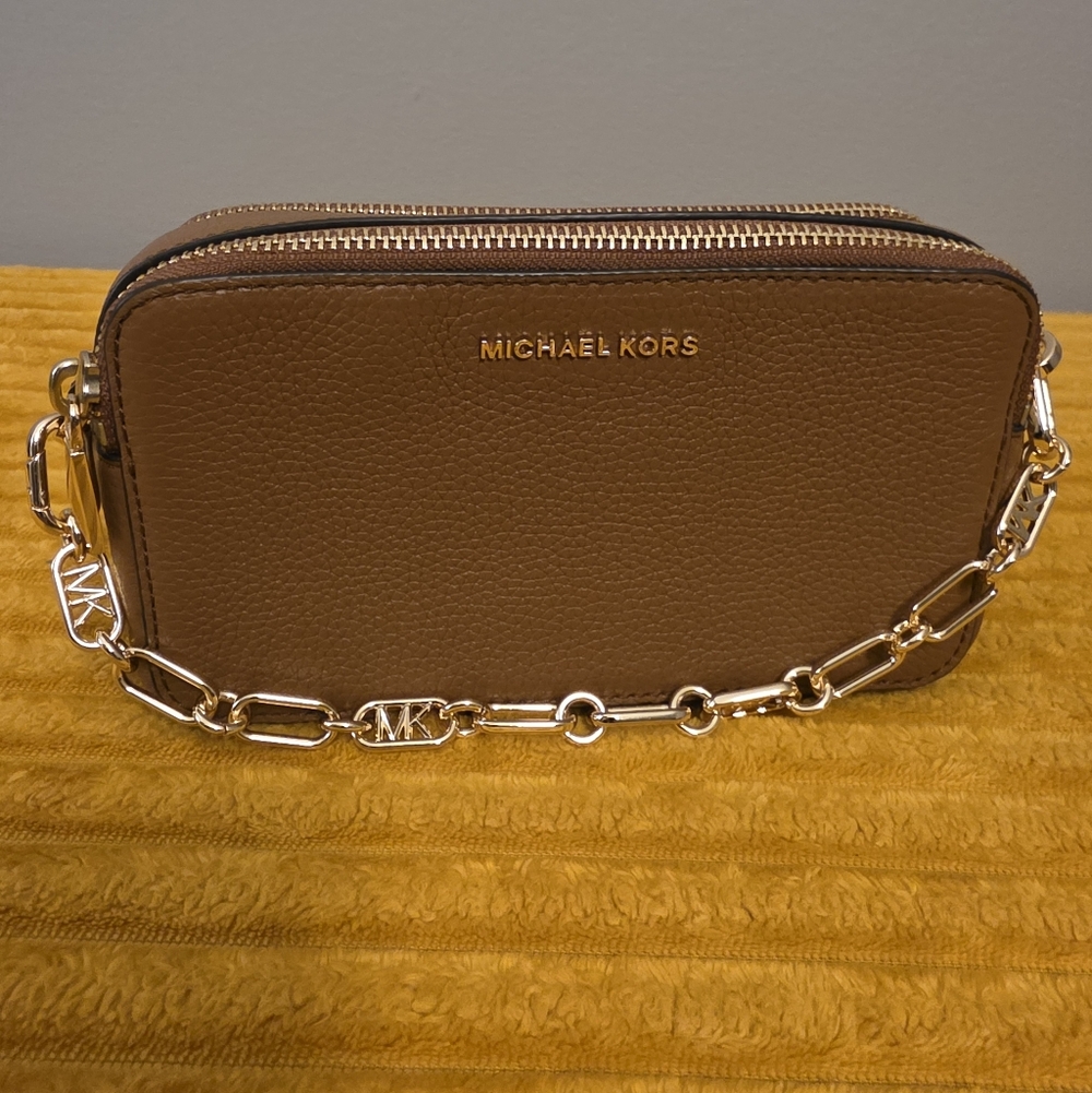 Michael Kors Tan Leather Bag with Gold Chain
